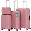 PROVITERA Set 4 Valigie Rigide Rosa in Polipropilene Resistente agli Urti Beauty Case