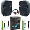 SHARD-LAB 😍 IMPIANTO AUDIO COMPLETO KARAOKE 400W: CASSE AMPLIFICATE + MIXER + 2 MICROFONI
