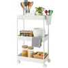 Relaxdays Carrello Relaxdays, 3 Ripiani, Carrello di Servizio, da Cucina per Bagno e Ufficio, HLP: 62,5x40x22 cm, Bianco