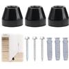 Duluok Set di 3 fermaporta per pavimento a vite in gomma, tampone in gomma piena, nero, di alta qualità, viti in acciaio inox, protezione che può essere fissata al pavimento (30 x 25 mm, nero)