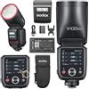 Godox V100S Flash a testa tonda Touch Screen, 100Ws Global Shutter Flash Sync 1/80000, 1/8000 HSS, batteria al litio incorporata, lampada di modellazione a 10 livelli LED (Godox V100S per Sony)