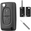 ShnminEU 2 Tasti Guscio Chiave Auto per Citroen Peugeot CE0536 207 307 308 407 607 806 Partner Citroen C2 C3 C4 C5 C6 Telecomando Custodia Ricambio Chiave Cover Guscio per Chiave Telecomando VA2