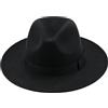 Upstore Cappello Fedora a tesa larga per donne e uomini classico cappello panama cappello in feltro Jazz Cap con fascia (circonferenza della testa: 56-59 cm/22-23 pollici) nero
