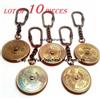 Markenlos LOTTO DI 10 PEZZI BUSSOLA CALENDARIO OTTONE STILE VINTAGE PORTACHIAVI BUSSOLA...
