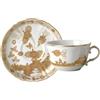 GINORI 1735 TAZZA TE CON PIATTINO, ORIENTE ITALIANO AURUM, ORO & BIANCO
