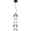 Luce Ambiente e Design LAMPADARIO A SOSPENSIONE LED KEMET NERA 40W 4000LM 3000K 20X154,5CM IN METALLO E VETRO 5 VETRI