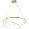 Luce Ambiente e Design LAMPADARIO A SOSPENSIONE LED LIEVE ORO 60W 8000LM CCT 3000K 4000K 6500K 80X11,2X150CM CIRCOLARE IN ALLUMINIO E SILICONE