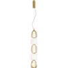 Luce Ambiente e Design LAMPADARIO A SOSPENSIONE LED TOTEM ORO 40W 4000LM 3000K 17X241CM IN METALLO E VETRO SOFFIATO 5 VETRI