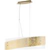 Luce Ambiente e Design LAMPADARIO A SOSPENSIONE PARIS BIANCA E ORO 4 LUCI ATTACCO E27 75X20X120CM IN VETRO CURVO