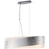 Luce Ambiente e Design LAMPADARIO A SOSPENSIONE PARIS BIANCA E SILVER 4 LUCI ATTACCO E27 75X20X120CM IN VETRO CURVO