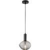 Luce Ambiente e Design LAMPADARIO A SOSPENSIONE RIPPLE NERA 1 LUCE ATTACCO E27 18X18X150CM IN VETRO SOFFIATO OPALE
