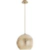 Luce Ambiente e Design LAMPADARIO A SOSPENSIONE VANITY ORO 1 LUCE ATTACCO E27 30X30X120CM IN VETRO DECORO FOGLIA ORO