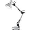 Luce Ambiente e Design LAMPADA DA LETTURA ARCHITETTO SILVER CON BASE DI APPOGGIO E FISSAGGIO AL TAVOLO 1 LUCE ATTACCO E27 42X15X60CM