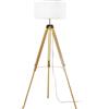 Luce Ambiente e Design PIANTANA STUDIOS IN LEGNO ROVERE CON BASE CAVALLETTOPARALUME IN TESSUTO BIANCO 1 LUCE ATTACCO E27 75X151CM