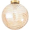 Luce Ambiente e Design PLAFONIERA NEREIDE CHAMPAGNE 1 LUCE ATTACCO E27 30X30CM IN VETRO ONDULATO