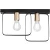 Luce Ambiente e Design PLAFONIERA SMITH NERA E ORO 2 LUCI ATTACCO E27 41,5X5X27CM IN METALLO