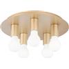 Luce Ambiente e Design PLAFONIERA STRIKE ORO 5 LUCI ATTACCO E27 35X35X86CM IN METALLO