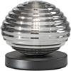 Luce Ambiente e Design LUMETTO RIPPLE NERO E CROMO 1 LUCE ATTACCO E27 18X18X16,5CM IN VETRO SOFFIATO OPALE
