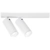 Luce Ambiente e Design SPOT PLAUTO BIANCO IN ACCIAIO E ALLUMINIO 2 LUCI ATTACCO GU10 MINI 251x40x60MM