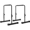 SPORTNOW Set 2 Barre per Dip Regolabile su 4 Altezze con Maniglie Antiscivolo in Acciaio, 70x50x80-105 cm, Nero
