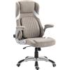 Vinsetto Sedia da Ufficio Reclinabile con Altezza Regolabile in Tessuto, 68x76x109-117 cm, Marrone Chiaro