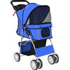 PawHut Passeggino per Cani Carrozzina per Cani Gatti Pieghevole Fino a 10kg, Blu | Aosom Italy