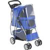 PawHut Passeggino per Cani Pieghevole con Copertura Antipioggia, Ruote Girevoli e Cuscino Lavabile, Blu | Aosom Italy