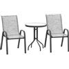 Outsunny Set da Giardino 3pz con 2 Sedie da Giardino 54x71x93 cm e Tavolino Rotondo Ø60x71 cm in Acciaio Grigio | Aosom Italy