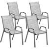 Outsunny Set 4 Sedie da Giardino Impilabili con Braccioli Curvi, in Acciaio e Tessuto Traspirante, 54x71x93 cm, Grigio | Aosom Italy