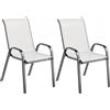 Outsunny Set 2 Sedie da Giardino Impilabili con Braccioli Curvi, in Acciaio e Tessuto Traspirante, 54x71x93 cm, Grigio Chiaro | Aosom Italy