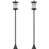 Outsunny Set 2 Lampioni Solari con 6h Autonomia e Ancoraggio a Terra, in Acciaio Inox e ABS, 23.5x23.5x184 cm, Nero | Aosom Italy