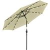 Outsunny Ombrellone da Giardino Inclinabile Ø265 cm con 32 Luci LED Solari e Manovella, Beige | Aosom Italy