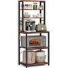 VASAGLE Scaffale Cucina, Mobile Cucina, Scaffale per Microonde, 6 Ripiani, 6 Ganci, Struttura in Acciaio, Stile Industriale, 40 x 60 x 167 cm, Marrone Vintage e Nero Inchiostro KKS024B01