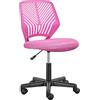 Yaheetech Sedia Ufficio Scrivania Senza Braccioli Girevole a Rotelle Ergonomica Portata 136 kg in Rete Traspirante Altezza Regolabile Rosa