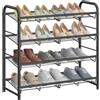 SONGMICS Scarpiera a 4 Ripiani, Scaffale Portascarpe Impilabile, fino a 16 Paia, Acciaio, 68,5 x 27,5 x 65 cm, per Tacchi Alti, Scarpe da Ginnastica, Pantofole, Ingresso, Nero LMR067B01