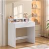 VASAGLE Collezione KAILYN - Toeletta, Tavolo da Trucco con Specchio Rettangolare, 2 Cassetti e 3 Scomparti, Stile Moderno, Bianco, RDT113WB01