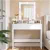 VASAGLE KAILYN Collezione - Toeletta, Luce LED Regolabile a 3 Colori, Tavolo da Trucco con Specchio, 2 Cassetti e 3 Scomparti, Postazione Trucco, Moderno, Bianco RDT114WB01
