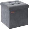 SONGMICS Pouf Pieghevole, Cassapanca in Velluto, Contenitore con Coperchio, Poggiapiedi, 38 x 38 cm, Portata 300 kg, per Corridoio, Soggiorno, Camera da Letto, Grigio Ardesia LSF227G01