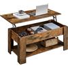 Yaheetech Tavolino da caffè Sollevabile Tavolo Elevabile da Salotto Tavolino Divano caffè con Ripiano Inferiore 98 x 50 x 42-56 cm Marrone Rustico