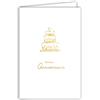 Afie 65-1437 - Biglietto di auguri felice compleanno torta illustrazione fine e delicata in oro dorato lucido, carta opaca per scrittura interna, con busta bianca, formato 12 x 17,5 cm, prodotto in Francia