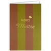 Afie 68-2003 - Biglietto di auguri ringrazio, per ringraziamento, parole e cuore, in oro sottile, lucido, delicato e strisce su carta opaca per scrittura, con busta bianca, formato 12 x 17,5 cm, prodotto
