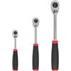 TEKTON 1/4, 3/8, 1/2 Inch Drive Quick-Release Comfort Grip Ratchet Set, 3-Piece (6, 8, 10-1/2 in.) | SRH91101
