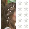 LunarCharm Set di 10 forcine per capelli a forma di stella marina con strass bianchi, grazioso accessorio per donne e ragazze