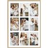 Golden State Art 13.6 x 19.7 - Cornice per materassino Incluso - Fits Nove 4 x 6 Foto/Immagini - Montaggio a Parete - Orizzontale/Verticale - Vetro Vero Aluminum -Gold with Ivory Mat