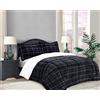 Elegant Comfort Lilith Plaid Collection Set di biancheria da letto in pile Sherpa, 2 pezzi, reversibile, in micro camoscio, alternativo alla piuma, piumino Sherpa a quadri, doppio XL, color nero