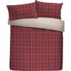 Dreams & Drapes Lodge Wynn Set copripiumino in cotone spazzolato, 100% cotone, singolo 140 x 200 cm, bordeaux, motivo a scacchi, reversibile