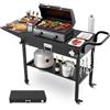 VEVOR Carrello per Griglia da Esterno Tavolo da Griglia da 787 x 432 mm Pieghevole per Esterni con Porta Fazzoletti, Ganci, Ruote, Tavolino Laterale, Tavoli per la Preparazione del Barbecue