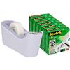 Scotch Magic Dispenser da Tavolo per Scrivania da Ufficio, Porta Scotch + 6 Rotoli di Nastro Adesivo Trasparente 19 mm x 33 m, Colore Lavanda