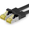 1aTTack.de Cavo di Rete Ethernet LAN Cat.7 SFTP Spina RJ45 Cat6a Doppia schermatura 10000 Mbit/s Compatibile con Cat5 Cat6 Cat6a Cat8 per Switch Router Modem Patchpanel Nero / 1 pz 1m