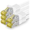 1aTTack.de Cavo di rete Ethernet Lan Cat.7 SFTP spina RJ45 Cat6a doppia schermatura 10000 Mbit/s compatibile con Cat5 Cat6 Cat6a Cat8 per switch Router Modem Patchpanel Bianco / 5 pz 0,5m